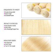 613 Honey Blonde Brazilian Straight Hair 3 Bundles With Frontal Human Hair - ashimaryhair