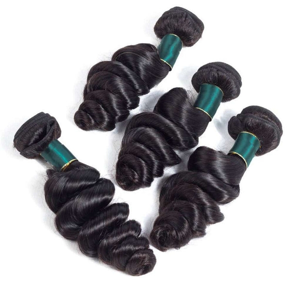 4 Bundles 10A Loose Wave Brazilian Human Hair Bundles Natural Color - ashimaryhair