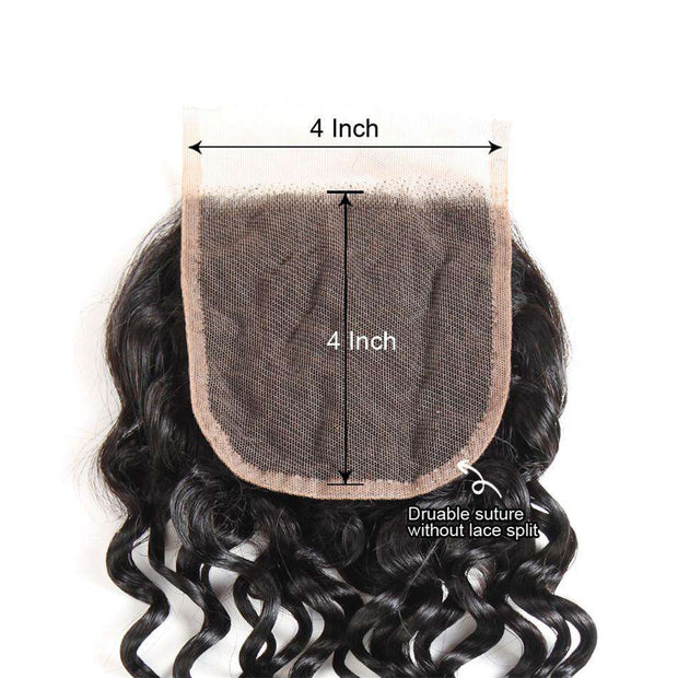 Water Wave Hair 4x4Inchs Lace Closure Natural Color 100% Human Hair - ashimaryhair