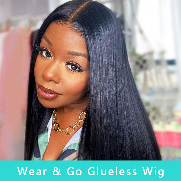 Beginner Friendly|Glueless Pre-cut Lace Wear & Go 13x4 HD Straight Ready to Wear Wig with Pre Plucked Hairline & Bleached Knots