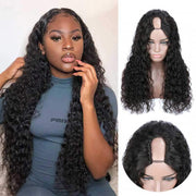 U Part Wig Human Hair Half Wigs Deep Wave Wig Long Wigs Glueless