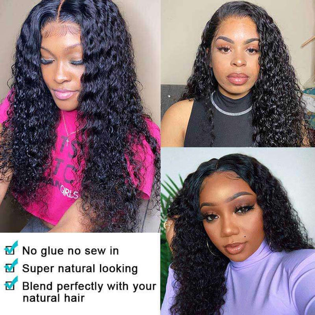 U Part Wig Human Hair Half Wigs Deep Wave Wig Long Wigs Glueless