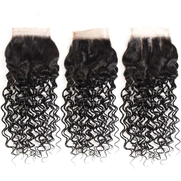 Water Wave Hair 4x4Inchs Lace Closure Natural Color 100% Human Hair - ashimaryhair