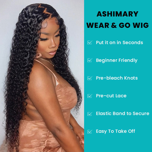 Ready to Wear Magic Wet and Wavy Pre Cut Lace  Water Wave 2 in 1 Dry Straight & Wet Curly Wig with Pre Bleached Knots & Plucked Hairline