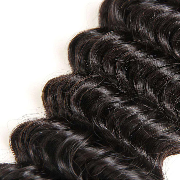 3 Bundles 10A Deep Wave Human Hair Bundles Natural Color - ashimaryhair