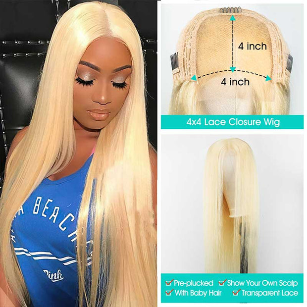 613 Blonde Glueless 4x4 5x5 6x6  Lace Wigs 180% 250% Density Wigs Ashimary Virgin Hair