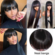 Ashimary Full Machine Made Wig Straight Virgin Hair Wigs With Bangs