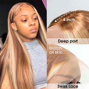 Customized P4/613 P6/613 Highlight Wig 13X4 Transparent Lace Front Wigs Ashimary Human Hair
