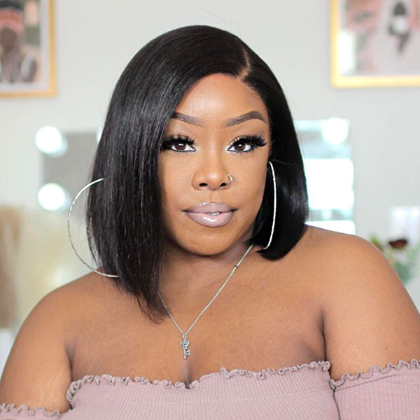 Flash Sale Ashimary Super Natural deep side part Glueless HD Transparent lace Bob wig straight natural color hair