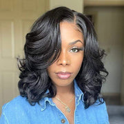Pre-Styled Body Wave Short Bob Wig Transparent Lace Wigs