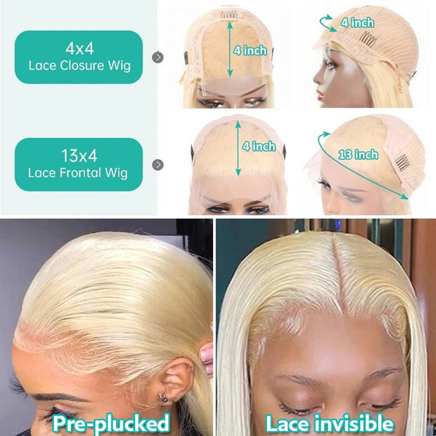 Summer Bob Short Lace Front Wig Straight Brazilian Human Hair Transparent Lace