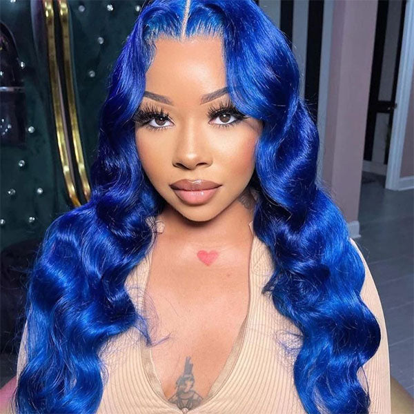 Blue Wig 13x4 HD Lace Wigs Straight Brazilian Hair  display picture 1