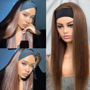 BOGO Flash Sale Brown Wig #4 Headband Bone Straight 10A Virgin Human Hair