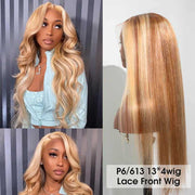 Customized P6/613 Highlight Wig 13X4 Transparent Lace Front Wigs Ashimary Human Hair