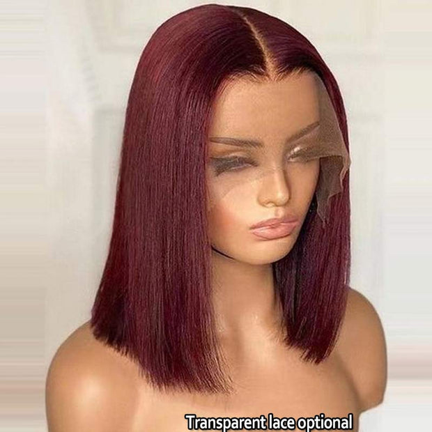 1B/99J Short Bob Wigs Lace Front Wigs 1B/Red 4x4/13x4 Lace Wig ...