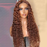 Copper Brown Wig Deep Wave Frontal Wig Luxurious Customization