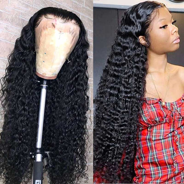 Ashimary Hair Deep Wave Lace Front Wig Brazilian Human Hair Deep Lace Wig Curly Hair 5*5 Lace Wig Pre-Plucked Natural Hair Line With Baby Hair Around Invisible Lace Front Wigs HD Lace Human Hair Lace Wigs Pre Plucked  Glueless Lace Wigs HD Transparent Lace Wigs