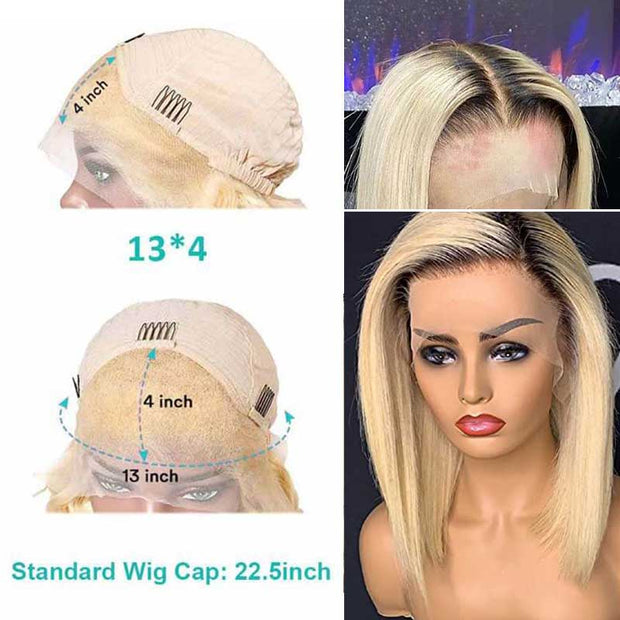 Blonde Wig With Dark Roots 1B/613 Transparent HD Lace Front Wigs 13*4 Frontal Ashimary Hair