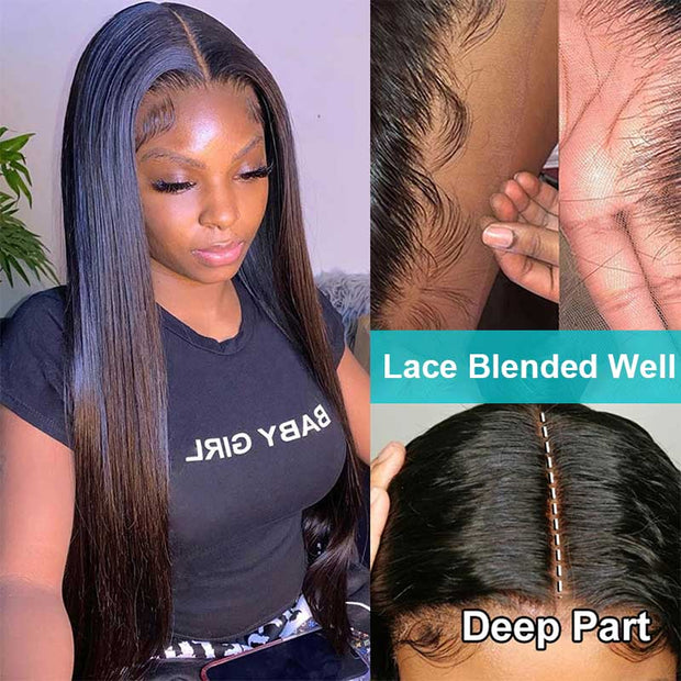 Straight 13*6 Lace Front Wig Lace Frontal 150% 180% 250% Density Brazilian Human Hair