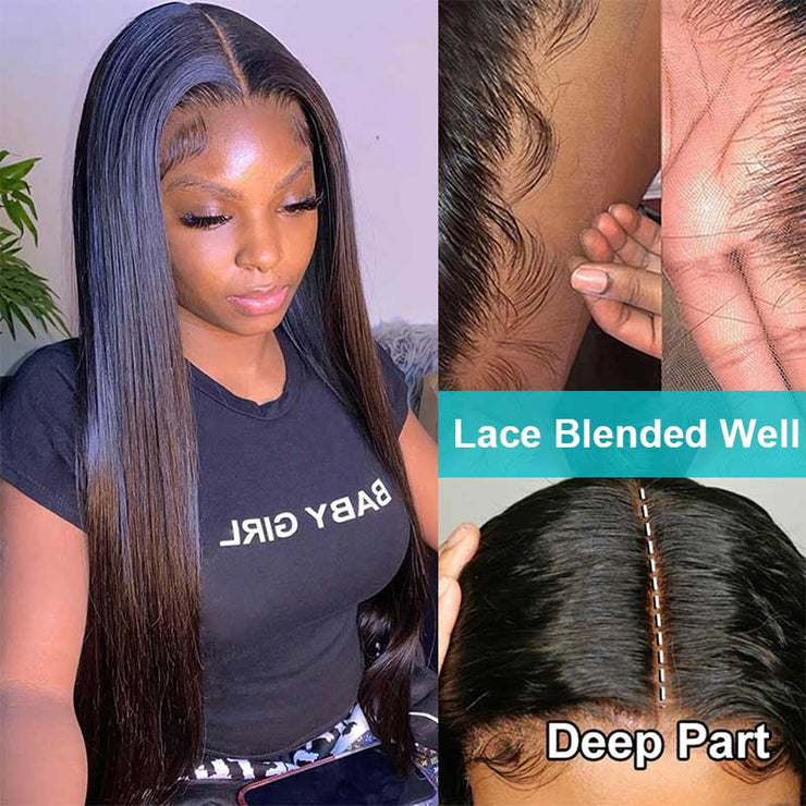 Straight 13*6 Lace Front Wig Lace Frontal 180% 250% Density Brazilian Human Hair