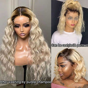 Blonde Wig With Dark Roots 1B/613 13x4 Full Transparent HD Lace Front Wigs