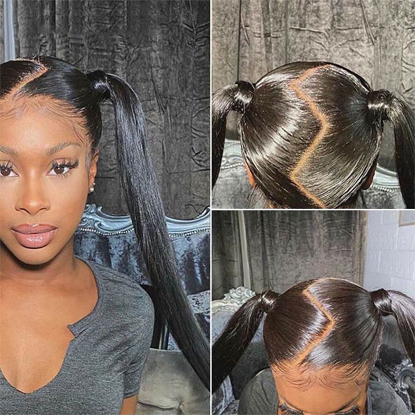 Full Lace Wig Brazilian Human Hair Straight Hair Full Scalp Lace Wigs Natural Color 180% Density
