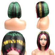 Tiger Print Short Bob Wigs Thick End Bob Straight Blunt Cut 10A Human Hair