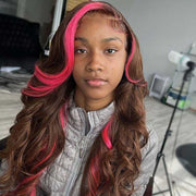 Trending Skunk Stripe on 4# Straight Hair Body Wave Hair 13*4 Lace Frontal Wigs One Donor