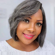 Salt and Pepper Short Bob Wigs Lace Front/ Closure Wigs Straight 10A Human Hair