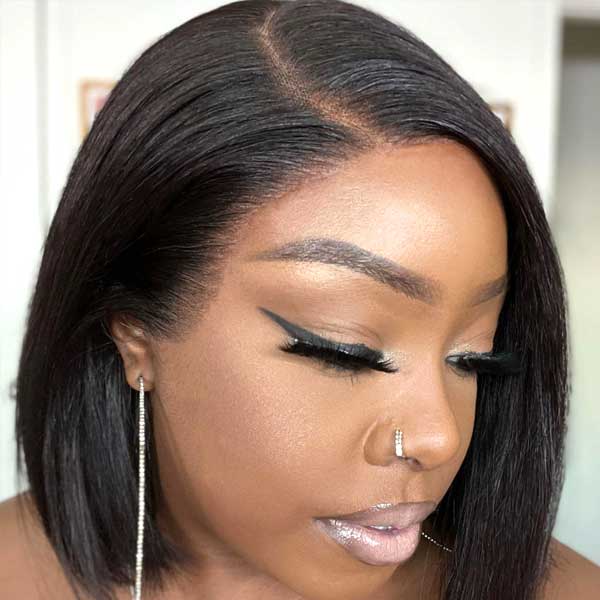 Flash Sale Ashimary Super Natural deep side part Glueless HD Transparent lace Bob wig straight natural color hair