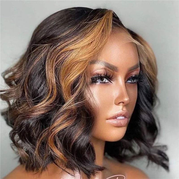 Gorgeous Skunk Strip Highlight Short Wigs Lace Front/ Closure Wigs