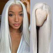 white straight human hair wig