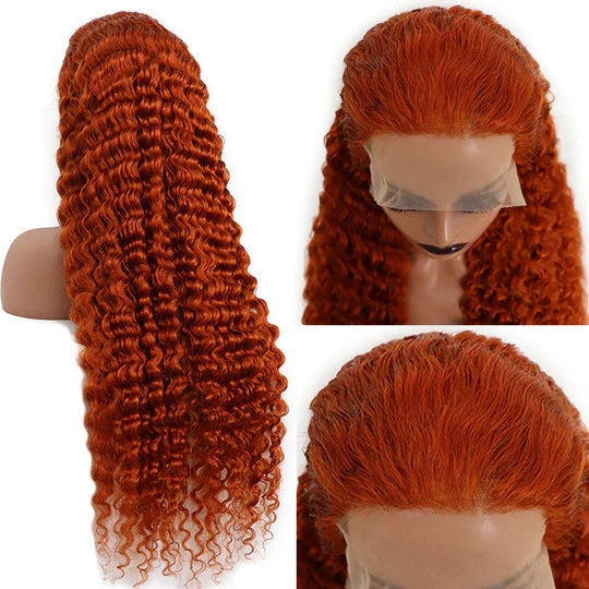 Deep Wave 13*4 13*6 Curly Ginger Color Wig Lace Wigs 180% 250% Density Lace Front Wigs Ashimary Hair