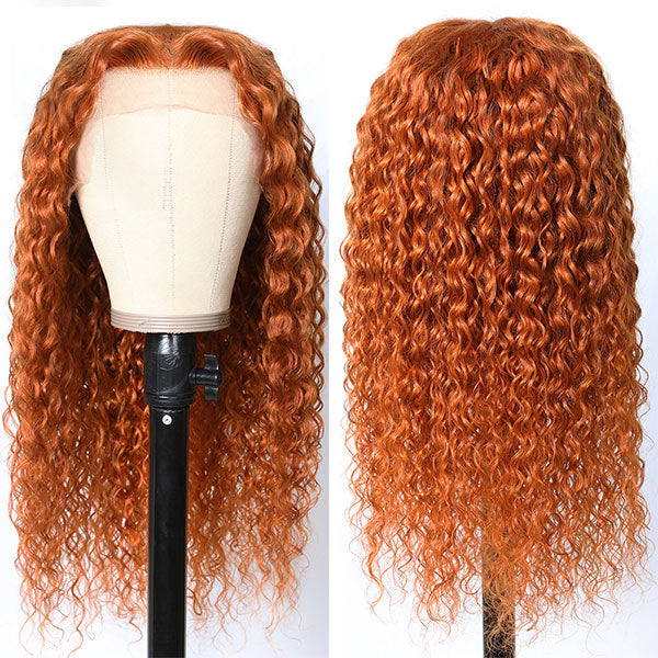 Water Wave Ginger Color Lace Wig 13x4/13x6 Lace frontal Wigs 180% 250% Density Lace Front Wigs Ashimary Hair