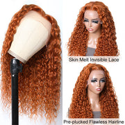 Water Wave Ginger Color Lace Wig 13x4/13x6 Lace frontal Wigs 180% 250% Density Lace Front Wigs Ashimary Hair