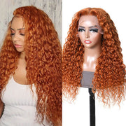 Water Wave Ginger Color Lace Wig 13x4/13x6 Lace frontal Wigs 180% 250% Density Lace Front Wigs Ashimary Hair