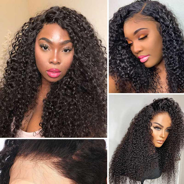 Ashimary Jerry Curly Glueless 5x5 HD Transparent Closure Wig Brazilian Human Hair Natural Color