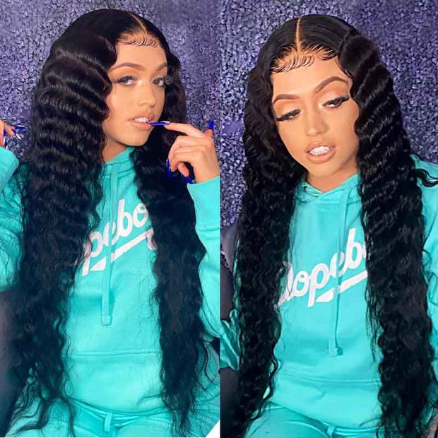 Ashimary Glueless Wigs with Natural Hairline Loose Deep Wave 4*4 Lace Closure Wig Brazilian Virgin Hair