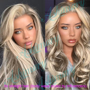 Shop by Influencer Blonde Highlight on Brown Hair 13x4 Lace Front Straight Wig, Styled by yourself. 26inch, 250% density