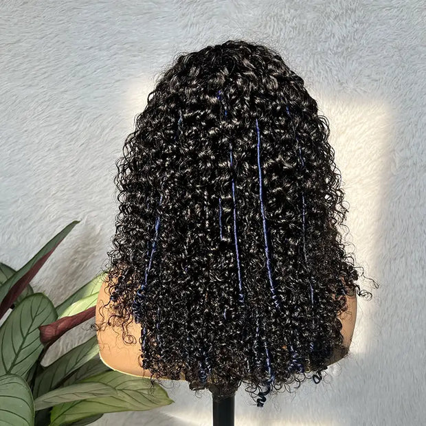 Precut Glueless Kinky Curly Lace Closure Ready To Wear Wig with Pre Plucked Hairline & Bleached Knots