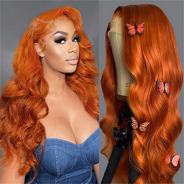 Ginger Color 13x4 13x6 Lace Wigs Body Wave 180% 250% Density Lace Front Wigs Ashimary Virgin Hair