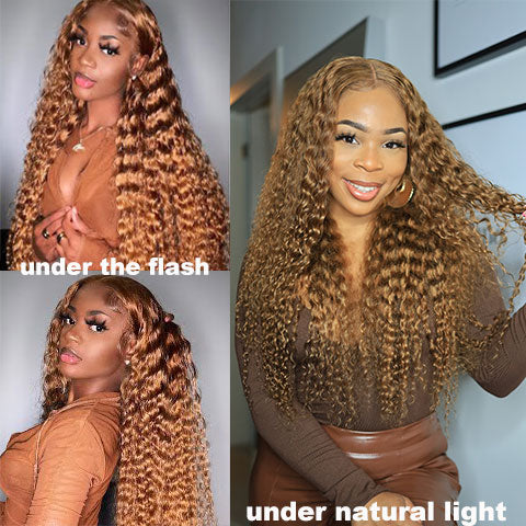 Shop By Influencer For #30 Brown Deep Wave 13x4 Lace Front Wig, 24inch, 180%