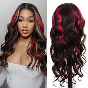 burgundy hair with blonde highlights lace wigs