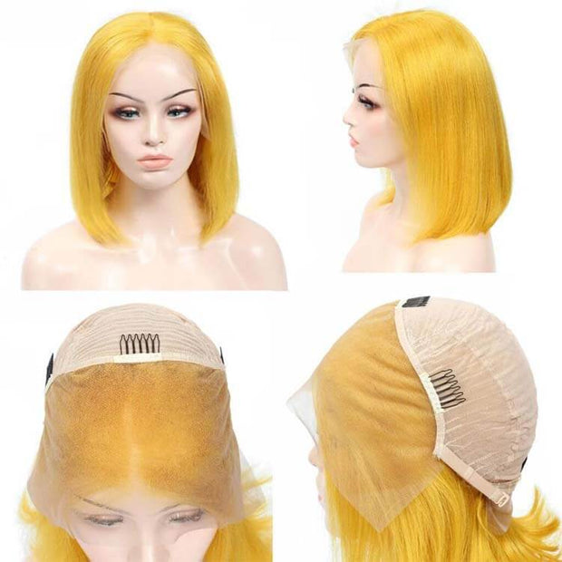 Cheap Colored Bob Short Blonde Bob Wig Human Hair Lace Front Wigs-AshimaryHair.com