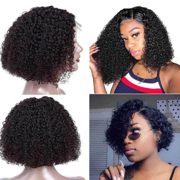 Short Curly Bob Wig Jerry Curls Lace Front Bob Wigs Curly Hair Lace Wigs-AshimaryHair.com