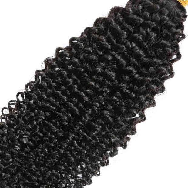 9A Kinky Curly 3 Bundles with Lace Closure Natural Color Brazilian Virgin Hair - ashimaryhair