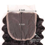 Deep Wave 10A 3 Bundles with Closure Free Part Brazilian Human Hair Natural Color - ashimaryhair