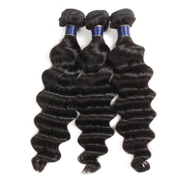 3 Bundles 10A Loose Deep Wave Virgin Hair Bundles Natural Color - ashimaryhair