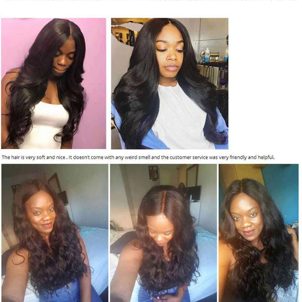 9A Brazilian Body Wave Hair 4 Bundles With Lace Frontal Human Hair - ashimaryhair