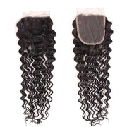 Deep Wave 10A 3 Bundles with Closure Free Part Brazilian Human Hair Natural Color - ashimaryhair